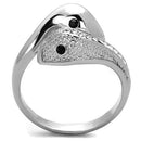 Band Rings TK1532 Stainless Steel Ring with Top Grade Crystal in Jet