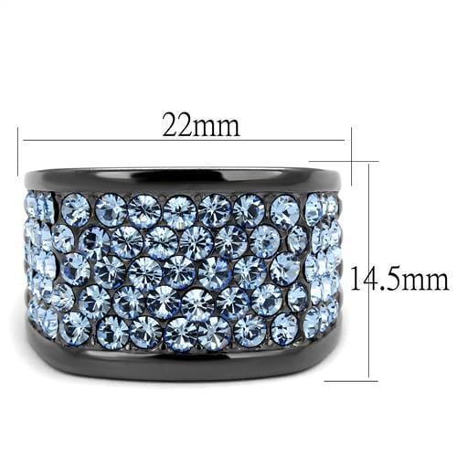 Band Rings TK1545LJ Light Black Stainless Steel Ring with Top Grade Crystal