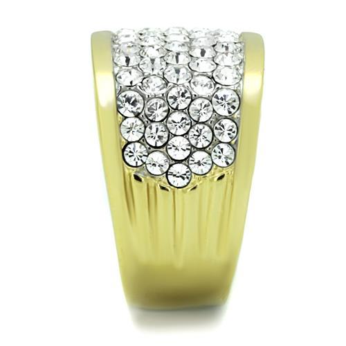 Simple Gold Rings TK1545 Two-Tone Gold - Stainless Steel Ring with Crystal