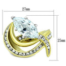 Simple Gold Rings TK1546 Two-Tone Gold - Stainless Steel Ring with CZ