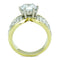 Simple Gold Rings TK1547 Two-Tone Gold - Stainless Steel Ring with CZ