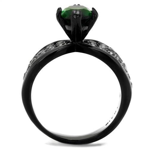 Band Rings TK1548J Black - Stainless Steel Ring with Synthetic in Emerald