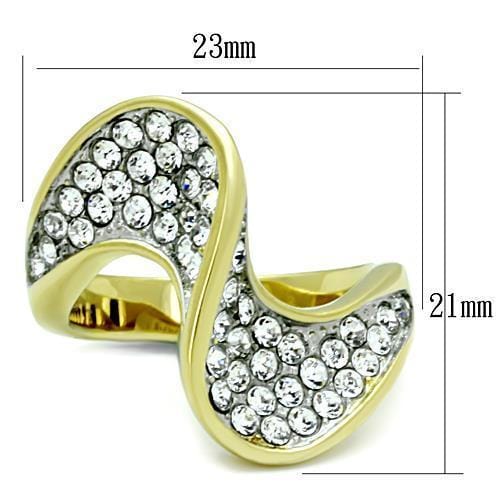 Simple Gold Rings TK1549 Two-Tone Gold - Stainless Steel Ring with Crystal