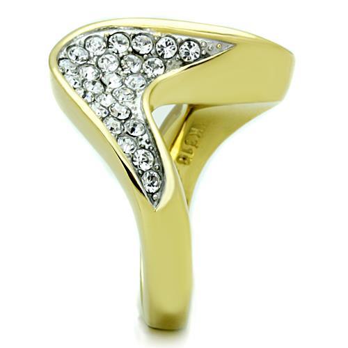 Simple Gold Rings TK1549 Two-Tone Gold - Stainless Steel Ring with Crystal