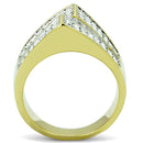 Simple Gold Rings TK1550 Two-Tone Gold - Stainless Steel Ring with Crystal