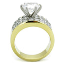 Simple Gold Rings TK1553 Two-Tone Gold - Stainless Steel Ring with CZ