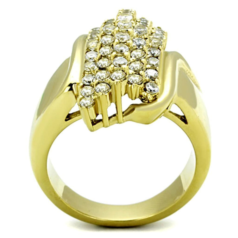 Simple Gold Rings TK1554 Gold - Stainless Steel Ring with AAA Grade CZ