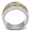 Simple Gold Rings TK1555 Two-Tone Gold - Stainless Steel Ring with Crystal