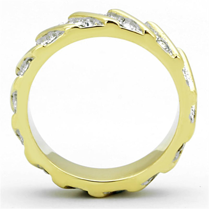 Simple Gold Rings TK1557 Two-Tone Gold - Stainless Steel Ring with Crystal