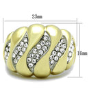 Simple Gold Rings TK1559 Two-Tone Gold - Stainless Steel Ring with Crystal