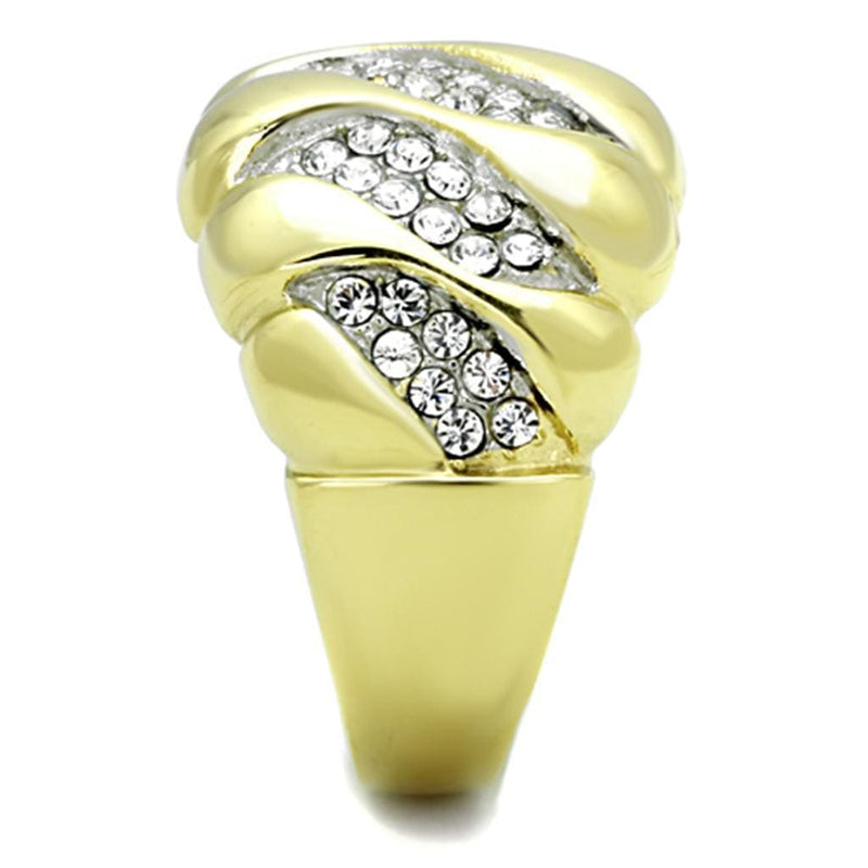 Simple Gold Rings TK1559 Two-Tone Gold - Stainless Steel Ring with Crystal