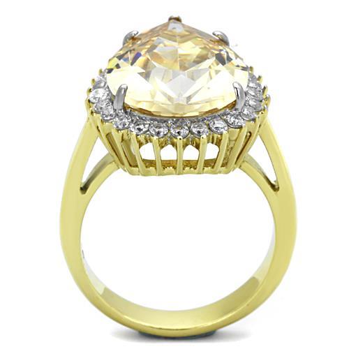 Simple Gold Rings TK1564 Two-Tone Gold - Stainless Steel Ring with CZ