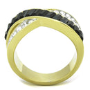 Simple Gold Rings TK1577 Two-Tone Gold - Stainless Steel Ring with Crystal