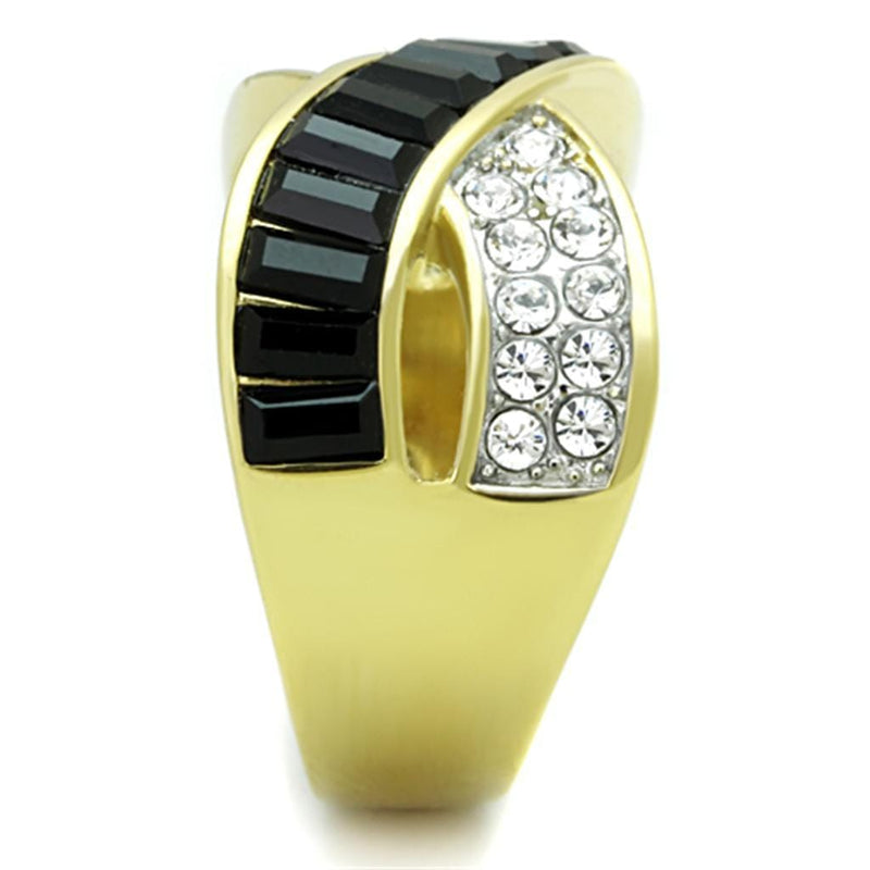 Simple Gold Rings TK1577 Two-Tone Gold - Stainless Steel Ring with Crystal