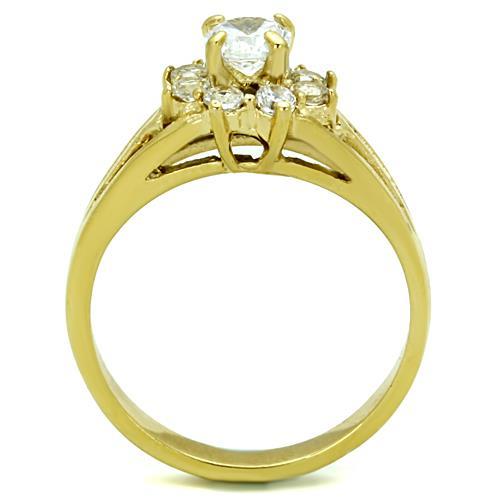 Simple Gold Rings TK1583 Gold - Stainless Steel Ring with AAA Grade CZ