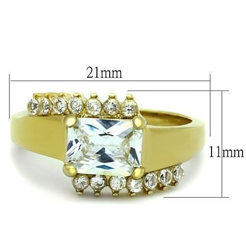 Simple Gold Rings TK1588 Gold - Stainless Steel Ring with AAA Grade CZ