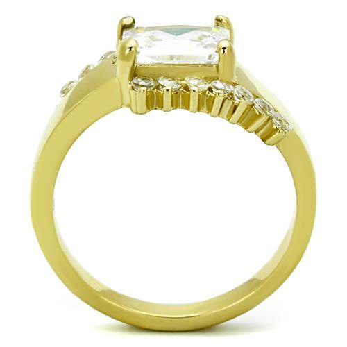 Simple Gold Rings TK1588 Gold - Stainless Steel Ring with AAA Grade CZ