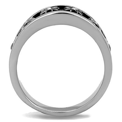 Men's Pinky Rings TK1603 Stainless Steel Ring with Epoxy in Jet