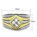 Simple Gold Rings TK1610 Two-Tone Gold - Stainless Steel Ring with Crystal