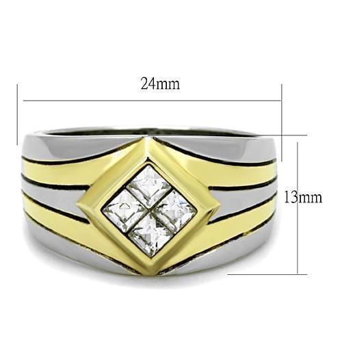 Simple Gold Rings TK1610 Two-Tone Gold - Stainless Steel Ring with Crystal