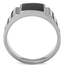 Men's Pinky Rings TK1611 Stainless Steel Ring with Epoxy in Jet