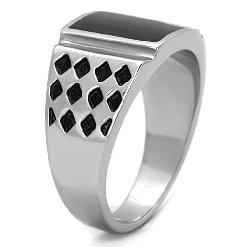 Men's Pinky Rings TK1611 Stainless Steel Ring with Epoxy in Jet