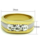 Simple Gold Rings TK1615 Two-Tone Gold - Stainless Steel Ring with Crystal