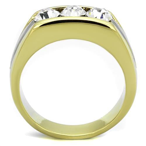 Simple Gold Rings TK1615 Two-Tone Gold - Stainless Steel Ring with Crystal