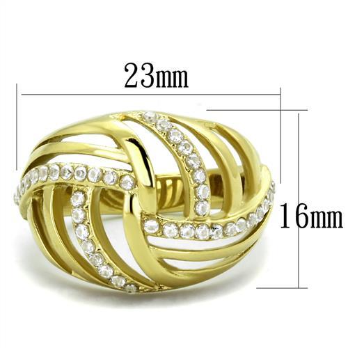 Simple Gold Rings TK1627 Gold - Stainless Steel Ring with AAA Grade CZ