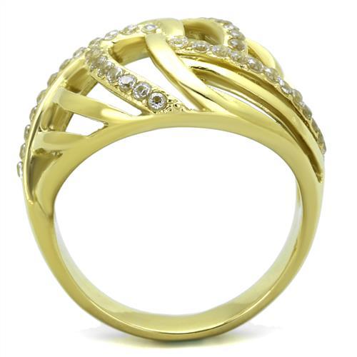 Simple Gold Rings TK1627 Gold - Stainless Steel Ring with AAA Grade CZ