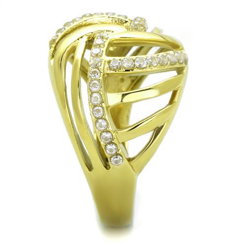 Simple Gold Rings TK1627 Gold - Stainless Steel Ring with AAA Grade CZ