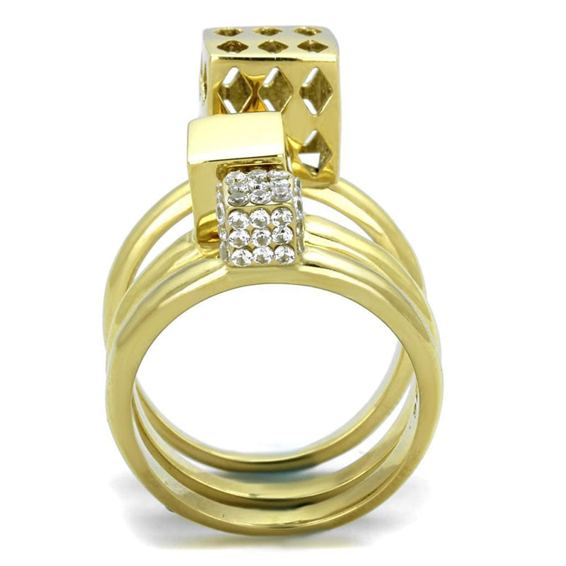 Simple Gold Rings TK1630 Gold - Stainless Steel Ring with AAA Grade CZ