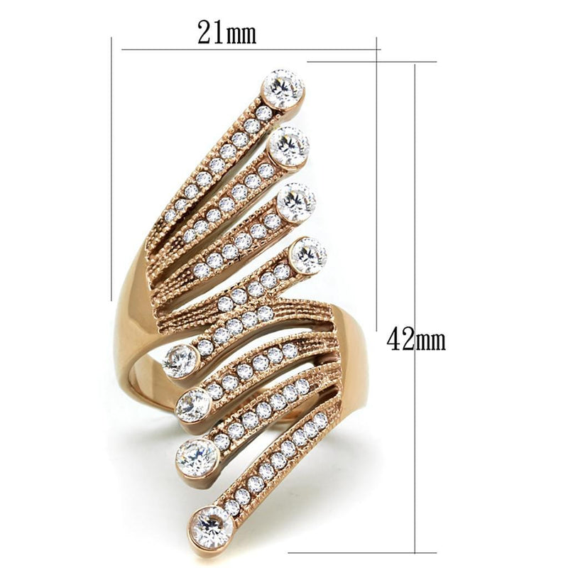 Rose Gold Rings TK1631 Rose Gold - Stainless Steel Ring with AAA Grade CZ