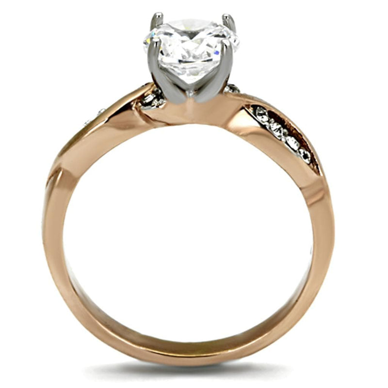 Rose Gold Wedding Rings TK1163 Two-Tone Rose Gold Stainless Steel Ring