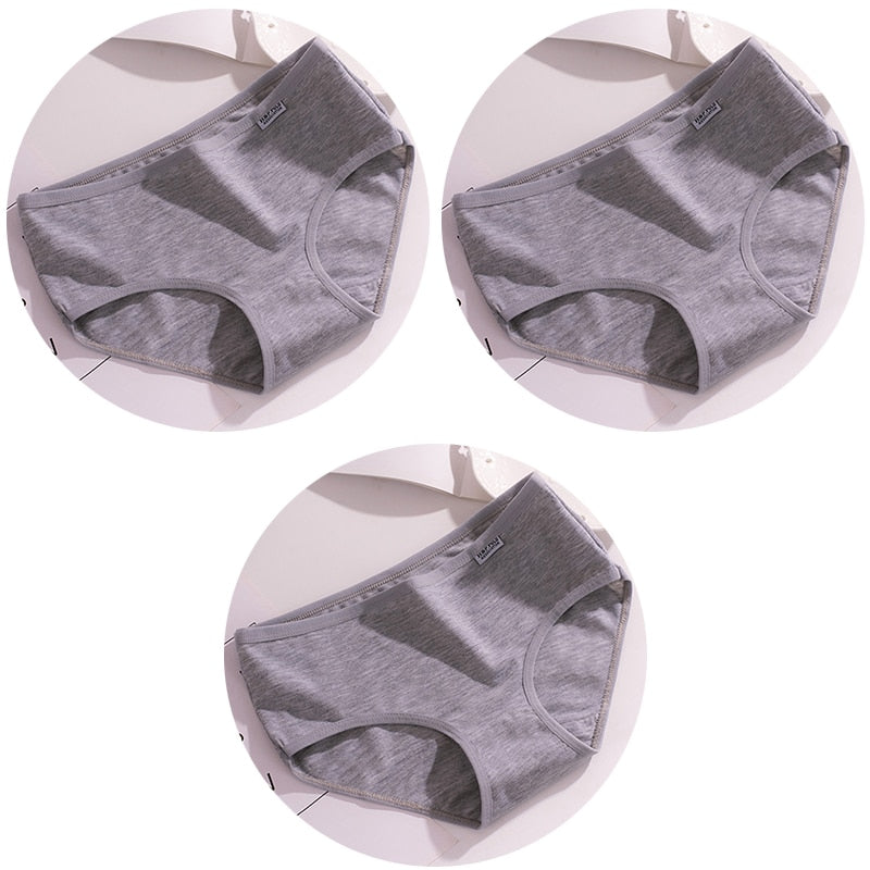 3Pcs/set 10 Color Panties Cotton Women Comfortable Mid-waist Underwear Lingerie Breathable Female Panty Briefs