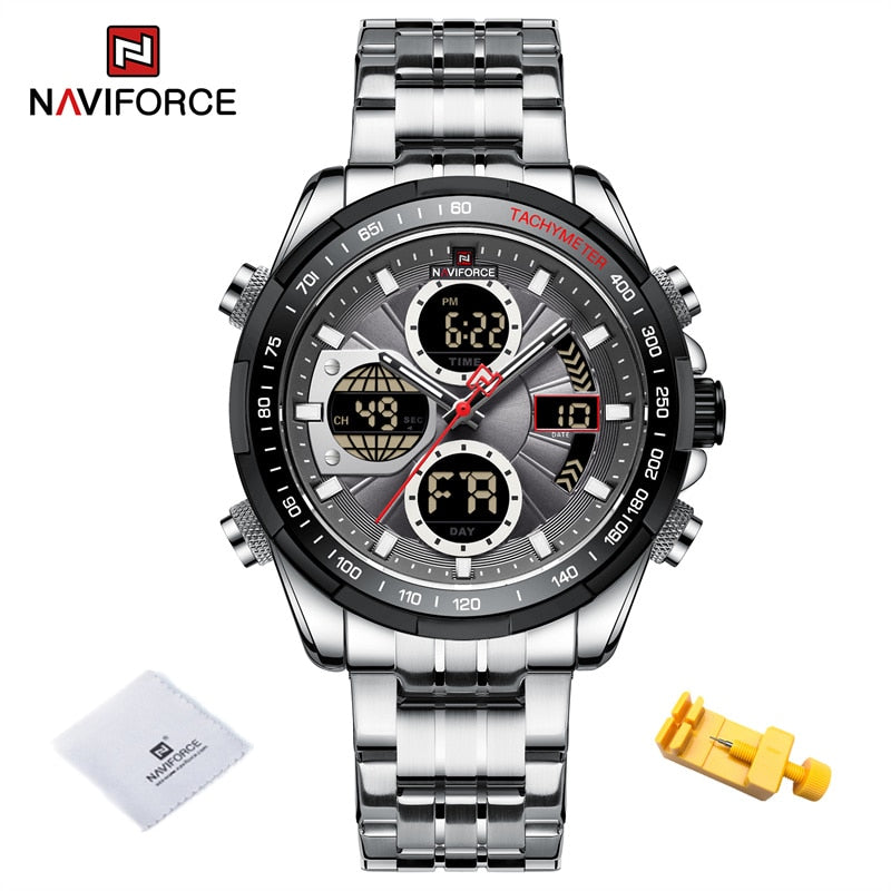 New NAVIFORCE Military Watches for Men Luxury Sport Chronograph Alarm WristWatch Waterproof Quartz Big Clock Digital Male Watch