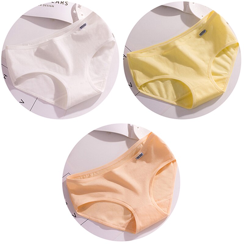 3Pcs/set 10 Color Panties Cotton Women Comfortable Mid-waist Underwear Lingerie Breathable Female Panty Briefs