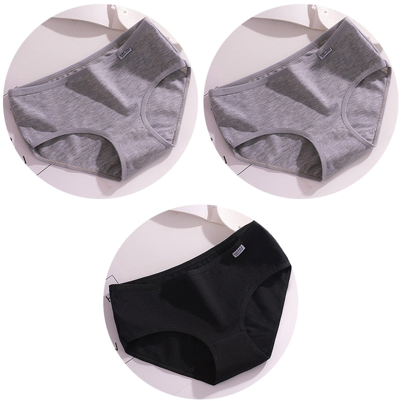 3Pcs/set 10 Color Panties Cotton Women Comfortable Mid-waist Underwear Lingerie Breathable Female Panty Briefs