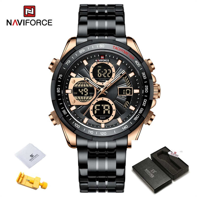 New NAVIFORCE Military Watches for Men Luxury Sport Chronograph Alarm WristWatch Waterproof Quartz Big Clock Digital Male Watch
