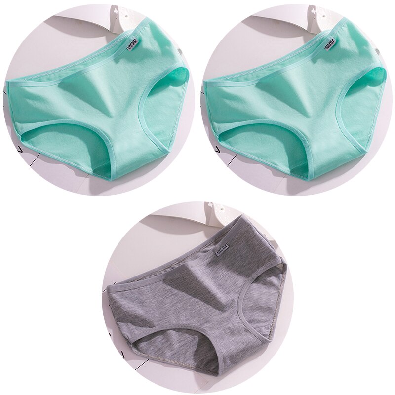 3Pcs/set 10 Color Panties Cotton Women Comfortable Mid-waist Underwear Lingerie Breathable Female Panty Briefs