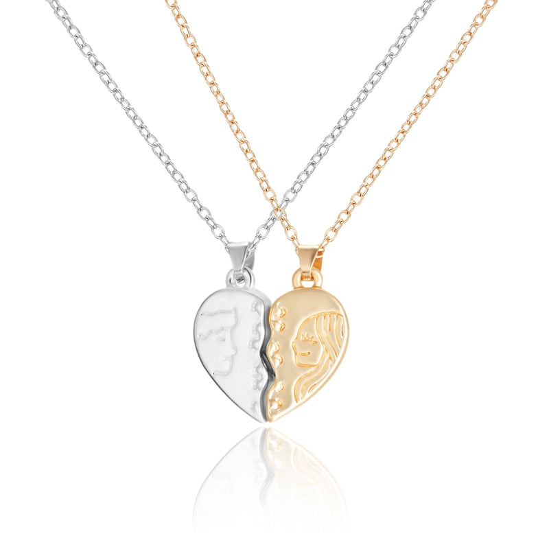 2Pcs/Lot Magnetic Couple Necklace Friendship Heart Pendant Distance Faceted Charm Necklace Women Valentine&