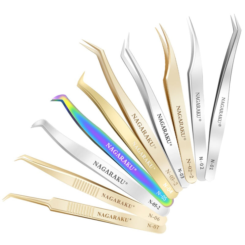 NAGARAKU Eyelash Extension Tweezers False Eyelashes Makeup Stainless Steel Professional Tweezer 3D Accurate Pincet