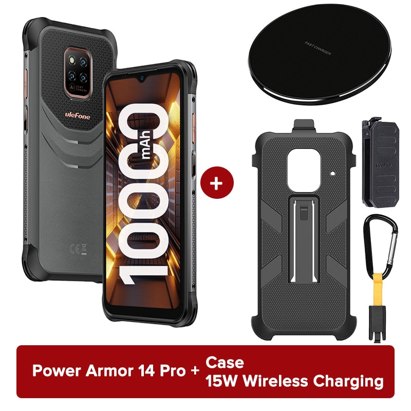Ulefone Power Armor 14 Pro Rugged Phone 10000mAh Android 12 Waterproof Smartphone 128GB  5G/2.4GWLAN WirelessCharging NFC Global
