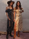 WannaThis Summer Floral Off Shoulder Puff Sleeve Maxi Dress For Woman Robe Sexy Lace Up Side Split Chic Mid-Calf Aesthetic Dress
