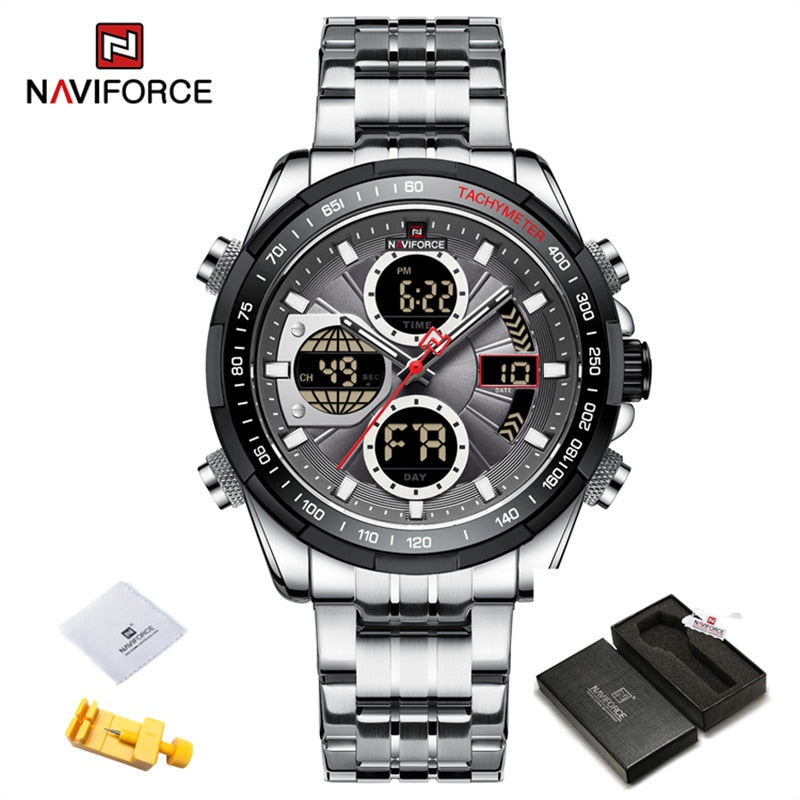 New NAVIFORCE Military Watches for Men Luxury Sport Chronograph Alarm WristWatch Waterproof Quartz Big Clock Digital Male Watch
