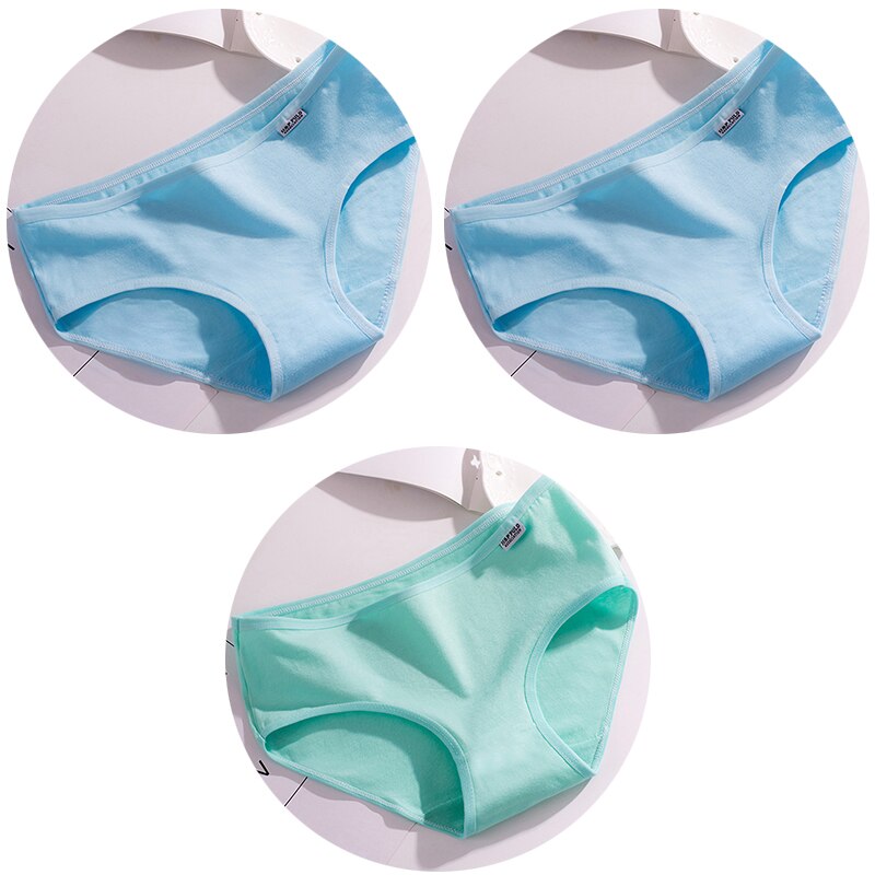 3Pcs/set 10 Color Panties Cotton Women Comfortable Mid-waist Underwear Lingerie Breathable Female Panty Briefs
