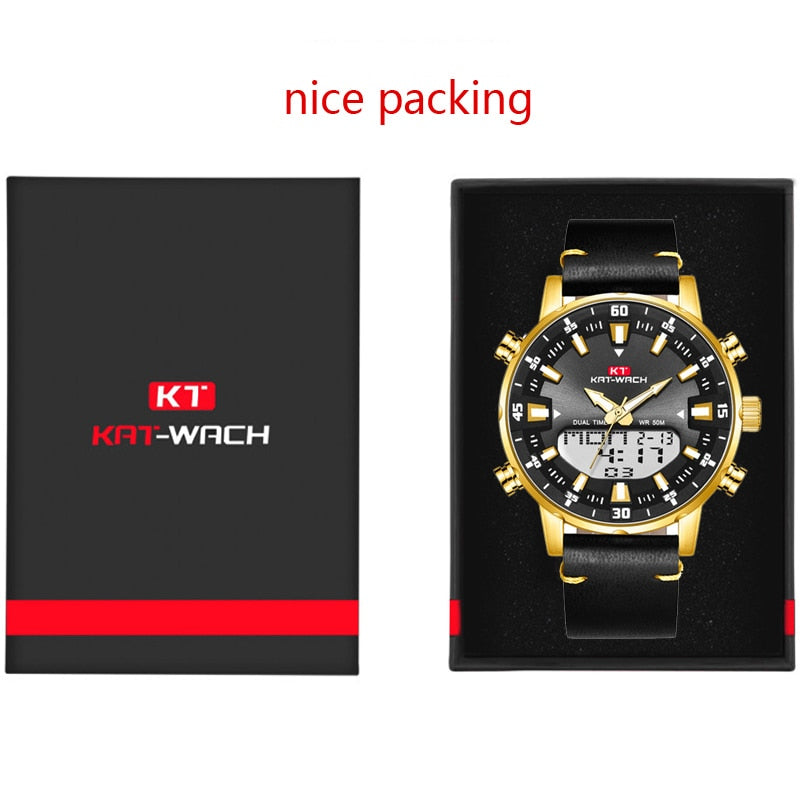 KAT-WACH Watch Male 2022 Sports Digital Watches Men Waterproof Steel Military Quartz Watch For Men Wristwatch Relogio Masculino