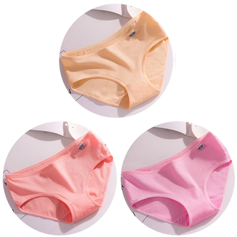 3Pcs/set 10 Color Panties Cotton Women Comfortable Mid-waist Underwear Lingerie Breathable Female Panty Briefs