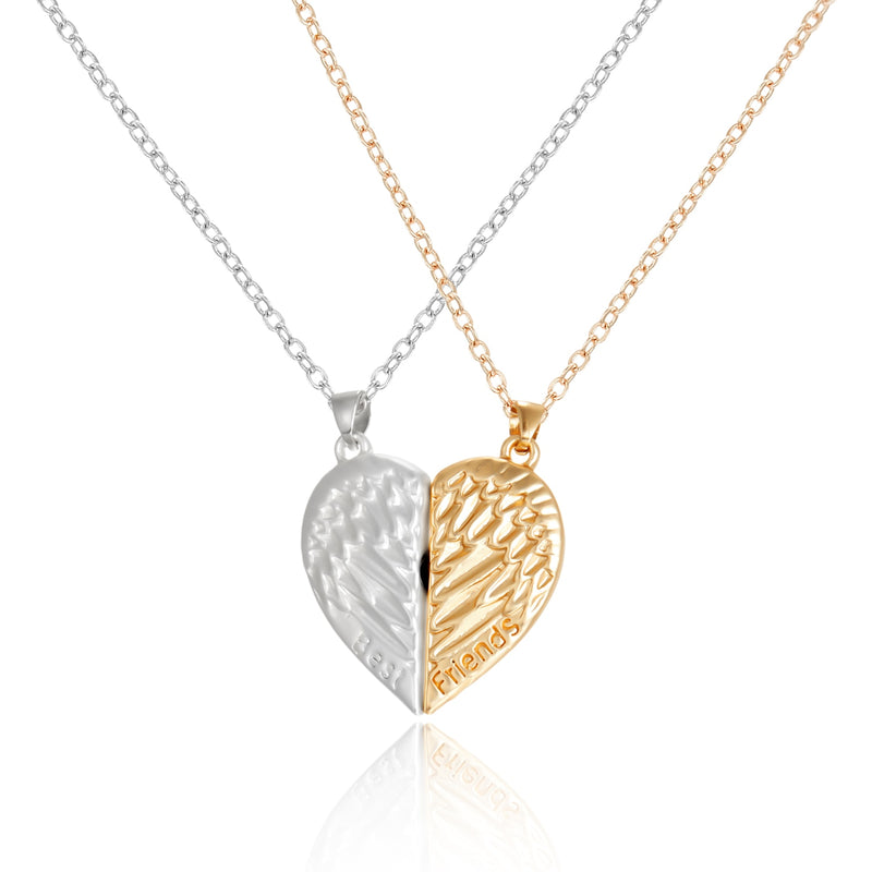 2Pcs/Lot Magnetic Couple Necklace Friendship Heart Pendant Distance Faceted Charm Necklace Women Valentine&