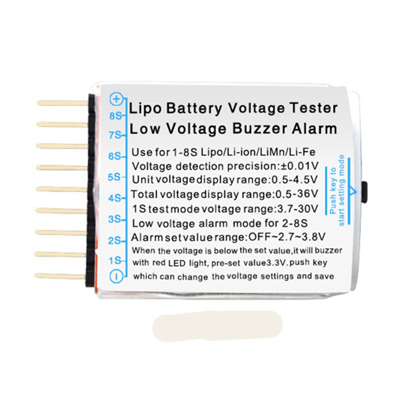 1pcs or 4pcs Hot Sell 2s 2s 3s 4s 5s 6s 7s 8S 1-8S LED Low Voltage Buzzer Alarm Lipo Voltage Indicator Checker Tester Wholesale
